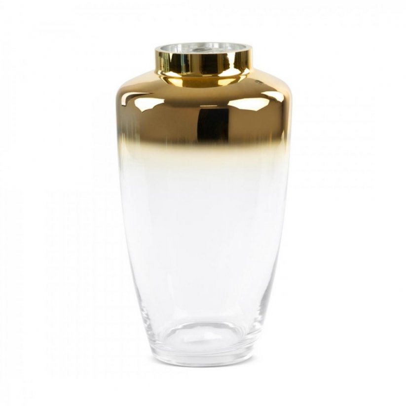 Ombré váza transparentná/zlatá z umeleckého skla, viac veľkostí 25cm - 35cm - Rozmer: 17cm x 30cm
