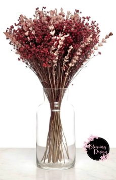 Kytica zo stabilizovanej levandule a sušeného broom bloom, staroružová/vínová