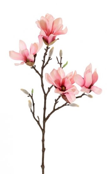 Magnolie větev s květy a pupeny umělá růžová 'real touch' 60cm