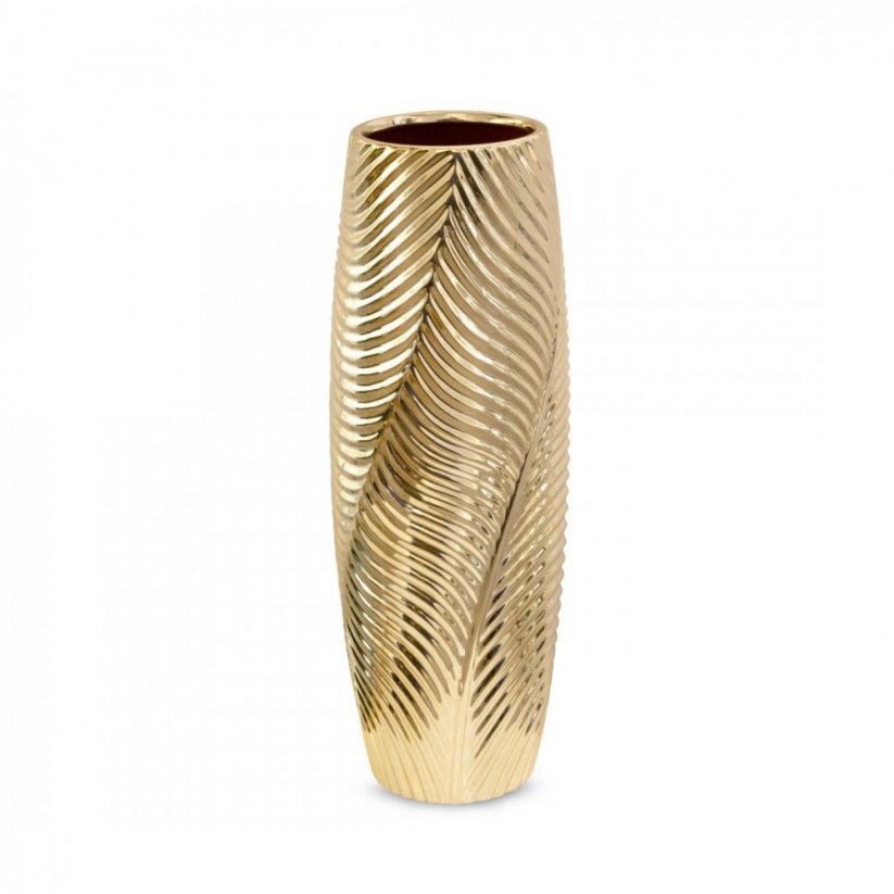 Luxusní úzká zlatá váza s prolisy, více rozměrů - Rozměr: 15cmx40cm