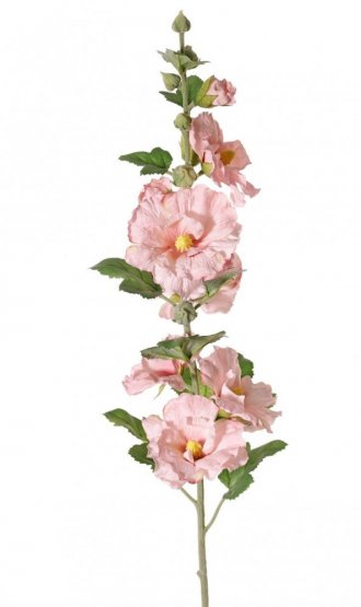 Ibišek SVĚTLE RŮŽOVÝ, 9 květů, 7 pupenů, s listy, hebký stonek 87cm