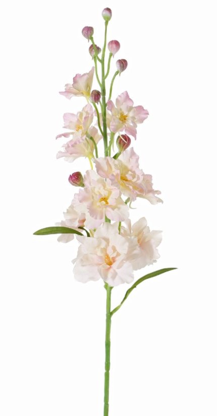 Delphinium/ Ostrožka polní SVĚTLE RŮŽOVÁ, 8 květů, 3 pupenů, precizní zpracování, 60cm