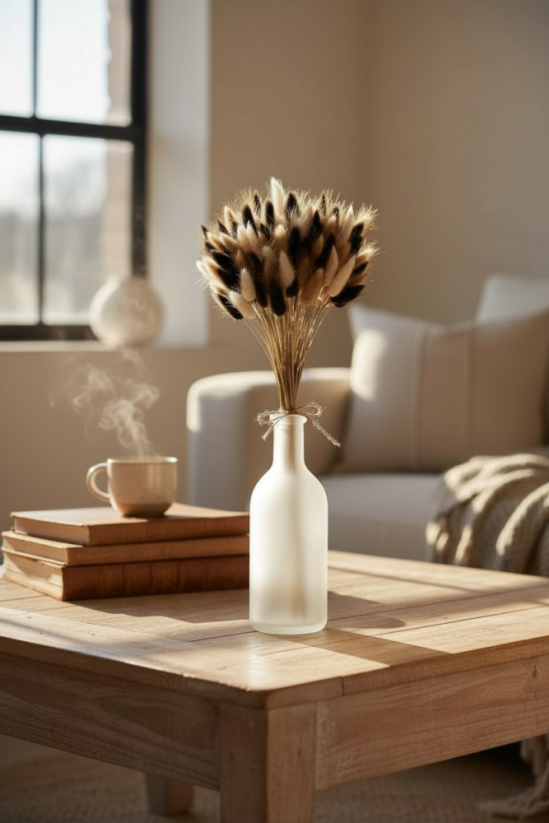 Sušená kytica 100ks zajačieho chvostíka, čierna/biela/prírodná