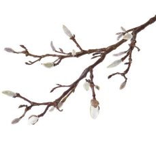 Magnolie umělá větev s pupeny (kočičky) a poupaty, 71cm
