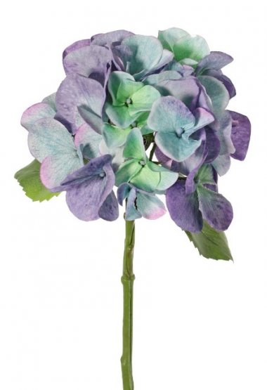Hortenzie 'real touch' sensitive collection umělá, modro-zeleno-fialová, květ Ø 13cm, 33cm