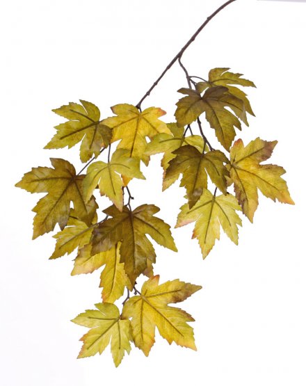 Javorové listí větev umělá, zelenožlutá 15 listů, 91cm