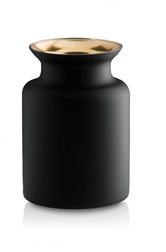 Exkluzívna váza 'kanva na mlieko' povrch čierny mat, vo vnútri zlatý lesk, výška 20cm