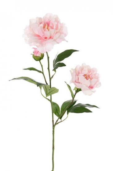 Pivonka svetlo ružová 'real touch' umelá 2 kvety (Ø 13 a Ø 10cm) , 1 púčik, 73cm
