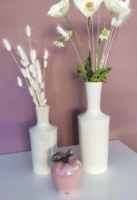 Makový kvet biely, 1 kvet, 1 púčik, 65cm
