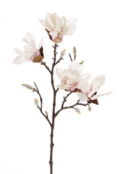 Magnolie větev s květy a pupeny umělá smetanová 'real touch' 60cm