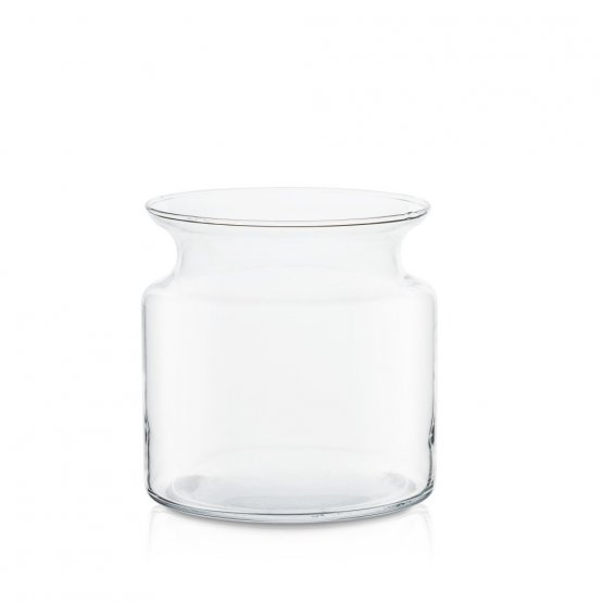 Moderná sklenená váza široká číra 15cm x 15cm