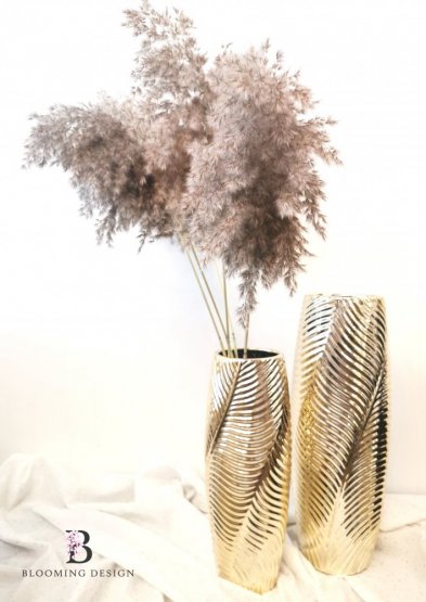 Luxusná úzka zlatá váza s prelismi, viac rozmerov