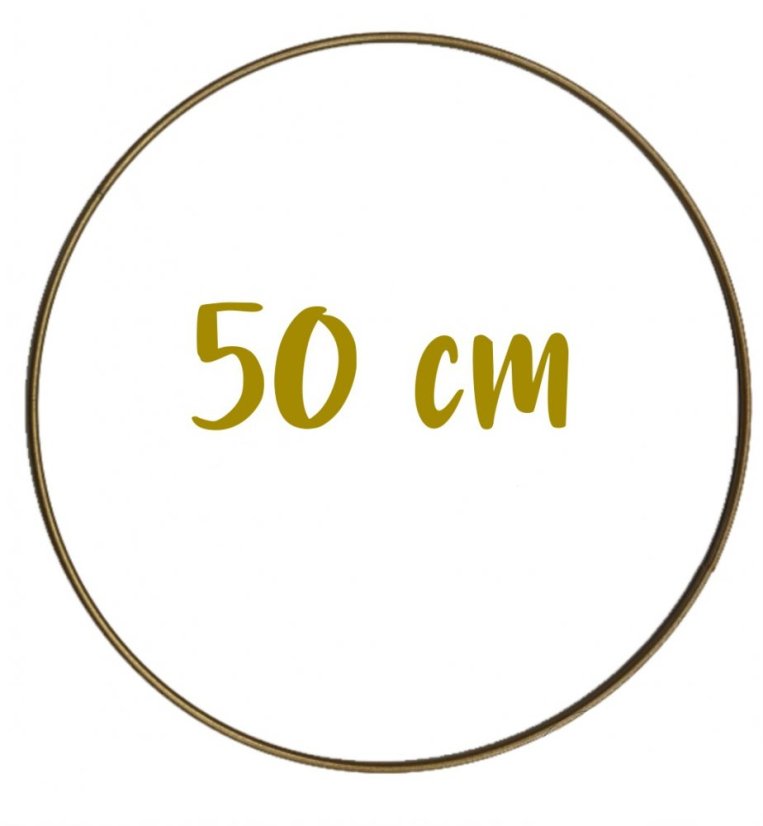Kovová obruč na výrobu vencov, lapačov snov, macramé atď. ZLATÁ MATNÁ (40cm/50cm/60cm/70cm) - Rozmer: Ø 50cm