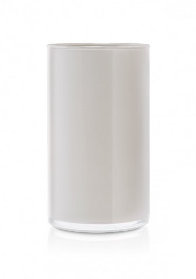 Vyšší světle šedá lesklá váza ve tvaru cylindr 20cm