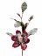 Magnólia vetvička umelá omrznutá bordová 2 kvety, púčiky, 80cm