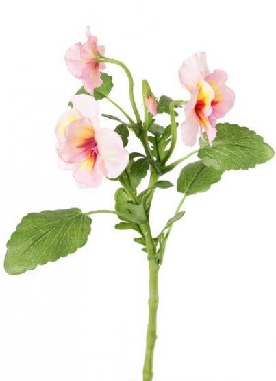 Maceška/violka světle růžová 3 květy, jako opravdová, 35cm