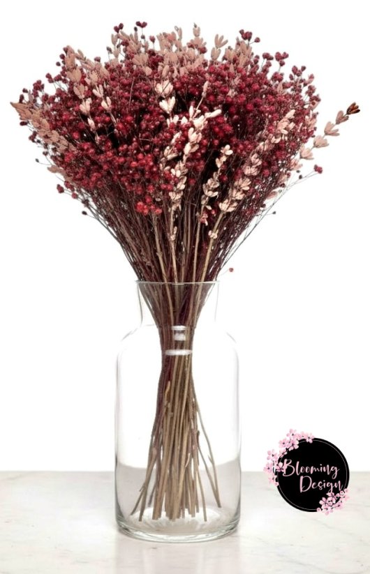 Kytica zo stabilizovanej levandule a sušeného broom bloom, staroružová/vínová