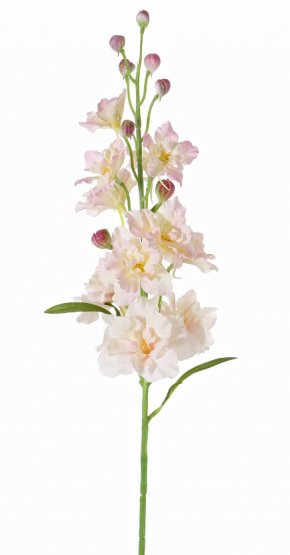 Delphinium/ Ostrožka SVETLO RUŽOVÁ , 8 kvetov, 3 púčikov, precízne spracovanie,60cm