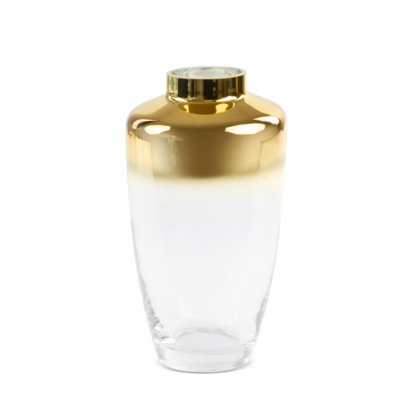 Ombré váza transparentná/zlatá z umeleckého skla, viac veľkostí 25cm - 35cm - Rozmer: 14cm x 25cn