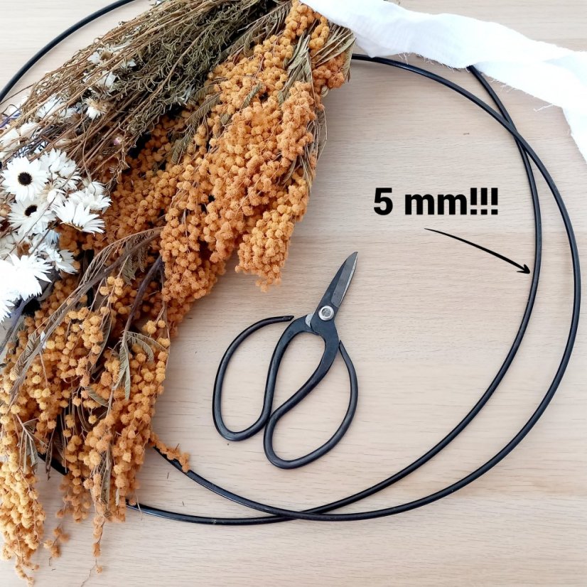 Kovová obruč na výrobu věnců SILNÁ 5mm!! ČERNÁ 50cm/60cm/70cm - Rozměr: Ø 70cm