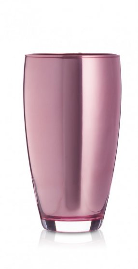 Stylová vyšší růžová zrcadlová váza 25cm