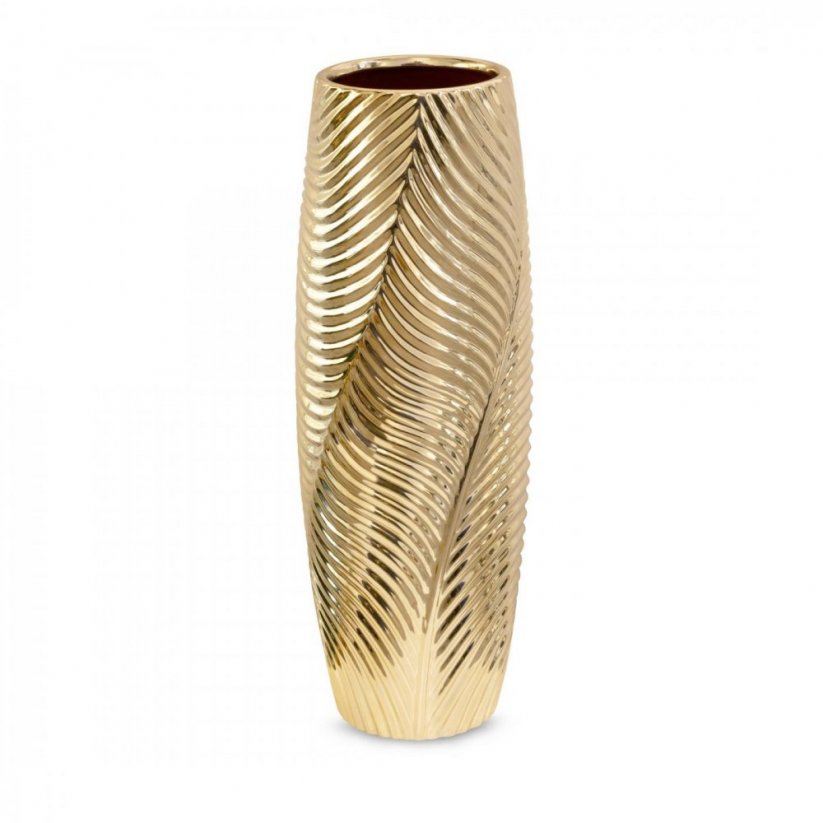 Luxusní úzká zlatá váza s prolisy, více rozměrů - Rozměr: 18cmx50cm