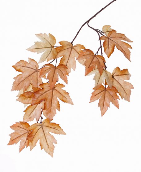 Javorové listí větev umělá, přírodní 15 listů, 91cm